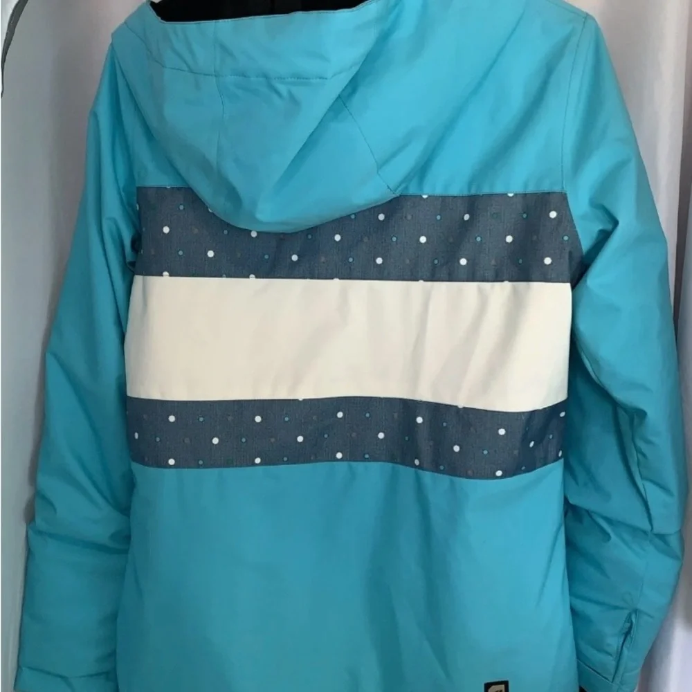 Girl’s XXL Orage Winter Coat Ski Snow Jacket Teal Blue White Polka Dot